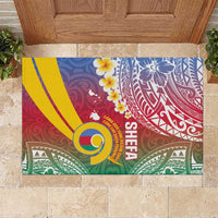 Shefa Province Rubber Doormat Vanuatu Pattern Map - Plumeria Flag Color