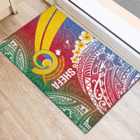 Shefa Province Rubber Doormat Vanuatu Pattern Map - Plumeria Flag Color