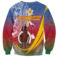Shefa Province Sweatshirt Vanuatu Pattern Map - Plumeria Flag Color