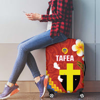 Tafea Province Luggage Cover Vanuatu Pattern Map - Plumeria Flag Color