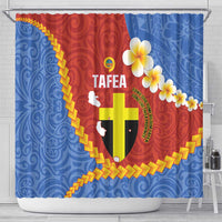 Tafea Province Shower Curtain Vanuatu Pattern Map - Plumeria Flag Color
