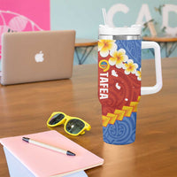 Tafea Province Tumbler With Handle Vanuatu Pattern Map With Plumeria Flag Color