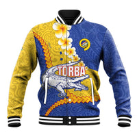 Torba Province Baseball Jacket Vanuatu Pattern Crocodile - Plumeria Flag Color