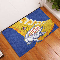 Torba Province Rubber Doormat Vanuatu Pattern Crocodile - Plumeria Flag Color
