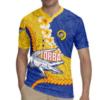 Torba Province Rugby Jersey Vanuatu Pattern Crocodile - Plumeria Flag Color