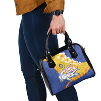 Torba Province Shoulder Handbag Vanuatu Pattern Crocodile - Plumeria Flag Color