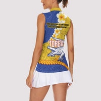 Torba Province Women Sleeveless Polo Shirt Vanuatu Pattern Crocodile - Plumeria Flag Color