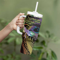 Personalized Polynesian Memorial Tumbler With Handle Dragonflies Appear When Angels Are Near