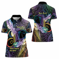 Personalized Polynesian Memorial Women Polo Shirt Dragonflies Appear When Angels Are Near