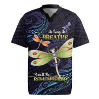 As Long As I Breathe You'll Be Remembered Rugby Jersey Dragonflies Memorial - Polynesian Pattern