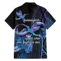 Polynesian Memorial Family Matching Off Shoulder Short Dress and Hawaiian Shirt Hummingbirds Appear When Angels Are Near LT14