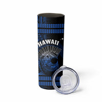 Hawaii Skinny Tumbler Kakau Warrior Helmet Gradient Blue Polynesian