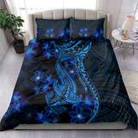 Blue Polynesia Shark Tattoo Bedding Set With Polynesian Plumeria LT14 - Polynesian Pride
