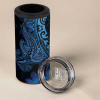 Blue Polynesia Shark Tattoo 4 in 1 Can Cooler Tumbler With Polynesian Plumeria