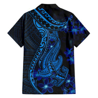 Blue Polynesia Shark Tattoo Family Matching Summer Maxi Dress and Hawaiian Shirt With Polynesian Plumeria LT14 - Polynesian Pride