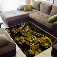 Gold Polynesia Shark Tattoo Area Rug With Polynesian Plumeria LT14 - Polynesian Pride