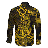 Gold Polynesia Shark Tattoo Family Matching Tank Maxi Dress and Hawaiian Shirt With Polynesian Plumeria LT14 - Polynesian Pride