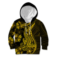 Gold Polynesia Shark Tattoo Kid Hoodie With Polynesian Plumeria LT14 Gold - Polynesian Pride