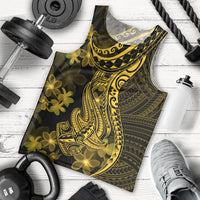 Gold Polynesia Shark Tattoo Men Tank Top With Polynesian Plumeria LT14 - Polynesian Pride