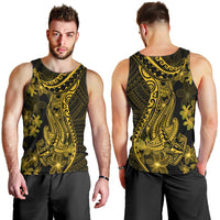 Gold Polynesia Shark Tattoo Men Tank Top With Polynesian Plumeria LT14 - Polynesian Pride