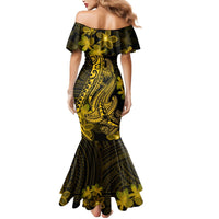 Gold Polynesia Shark Tattoo Mermaid Dress With Polynesian Plumeria LT14 - Polynesian Pride