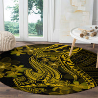 Gold Polynesia Shark Tattoo Round Carpet With Polynesian Plumeria LT14 - Polynesian Pride