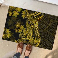 Gold Polynesia Shark Tattoo Rubber Doormat With Polynesian Plumeria LT14 - Polynesian Pride
