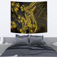 Gold Polynesia Shark Tattoo Tapestry With Polynesian Plumeria LT14 - Polynesian Pride