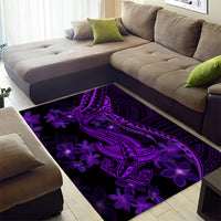 Purple Polynesia Shark Tattoo Area Rug With Polynesian Plumeria LT14 - Polynesian Pride