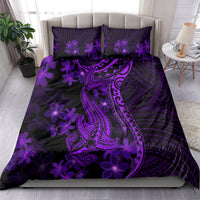Purple Polynesia Shark Tattoo Bedding Set With Polynesian Plumeria LT14 - Polynesian Pride