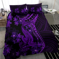 Purple Polynesia Shark Tattoo Bedding Set With Polynesian Plumeria LT14 - Polynesian Pride