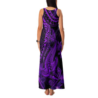 Purple Polynesia Shark Tattoo Family Matching Tank Maxi Dress and Hawaiian Shirt With Polynesian Plumeria LT14 - Polynesian Pride