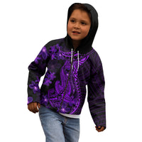 Purple Polynesia Shark Tattoo Kid Hoodie With Polynesian Plumeria LT14 - Polynesian Pride