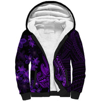 Purple Polynesia Shark Tattoo Sherpa Hoodie With Polynesian Plumeria LT14 Unisex Purple - Polynesian Pride