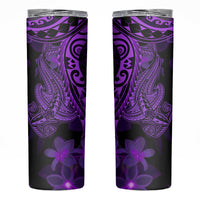 Purple Polynesia Shark Tattoo Skinny Tumbler With Polynesian Plumeria