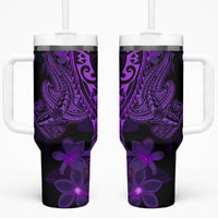Purple Polynesia Shark Tattoo Tumbler With Handle With Polynesian Plumeria