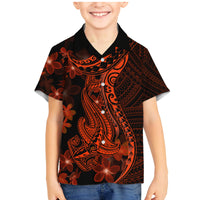 Red Polynesia Family Matching Mermaid Dress and Hawaiian Shirt Shark Tattoo With Polynesian Plumeria LT14 Son's Shirt Red - Polynesian Pride