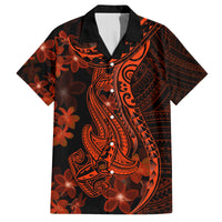 Red Polynesia Family Matching Summer Maxi Dress and Hawaiian Shirt Shark Tattoo With Polynesian Plumeria LT14 Dad's Shirt - Short Sleeve Red - Polynesian Pride