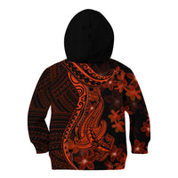 Red Polynesia Kid Hoodie Shark Tattoo With Polynesian Plumeria LT14 - Polynesian Pride