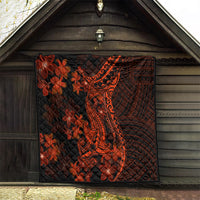 Red Polynesia Quilt Shark Tattoo With Polynesian Plumeria LT14 - Polynesian Pride