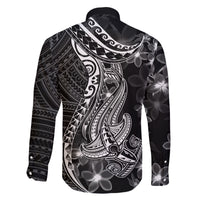 Black Polynesia Family Matching Tank Maxi Dress and Hawaiian Shirt Shark Tattoo With Polynesian Plumeria LT14 - Polynesian Pride