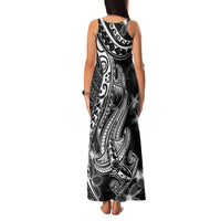 Black Polynesia Family Matching Tank Maxi Dress and Hawaiian Shirt Shark Tattoo With Polynesian Plumeria LT14 - Polynesian Pride