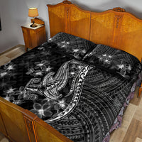 Black Polynesia Quilt Bed Set Shark Tattoo With Polynesian Plumeria LT14 - Polynesian Pride