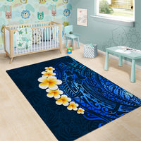 Blue Polynesia Area Rug Plumeria Tropical Leaves With Galaxy Polynesian Art LT14 - Polynesian Pride