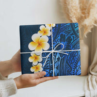 Blue Polynesia Wrapping Paper Plumeria Tropical Leaves With Galaxy Polynesian Art LT14 - Polynesian Pride