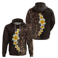 Brown Polynesia Hoodie Plumeria Tropical Leaves With Galaxy Polynesian Art LT14 - Polynesian Pride