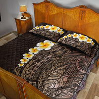 Brown Polynesia Quilt Bed Set Plumeria Tropical Leaves With Galaxy Polynesian Art LT14 - Polynesian Pride