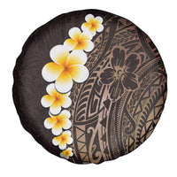 Brown Polynesia Spare Tire Cover Plumeria Tropical Leaves With Galaxy Polynesian Art LT14 - Polynesian Pride