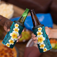 Turquosie Polynesia 4 in 1 Can Cooler Tumbler Plumeria Tropical Leaves With Galaxy Polynesian Art