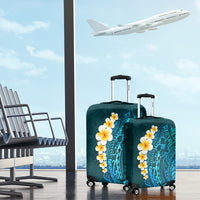 Turquosie Polynesia Luggage Cover Plumeria Tropical Leaves With Galaxy Polynesian Art LT14 - Polynesian Pride